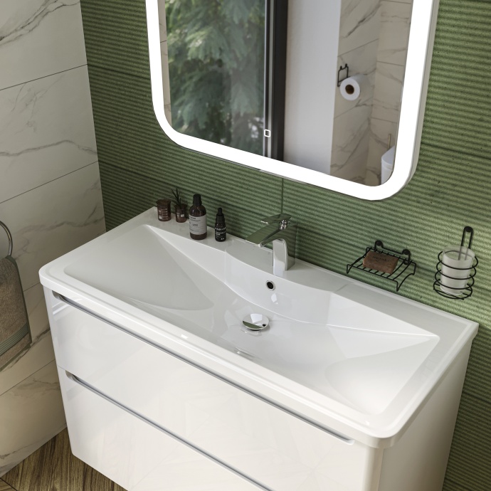 Тумба с раковиной STWORKI Монтре 100 белая 555337 - 4