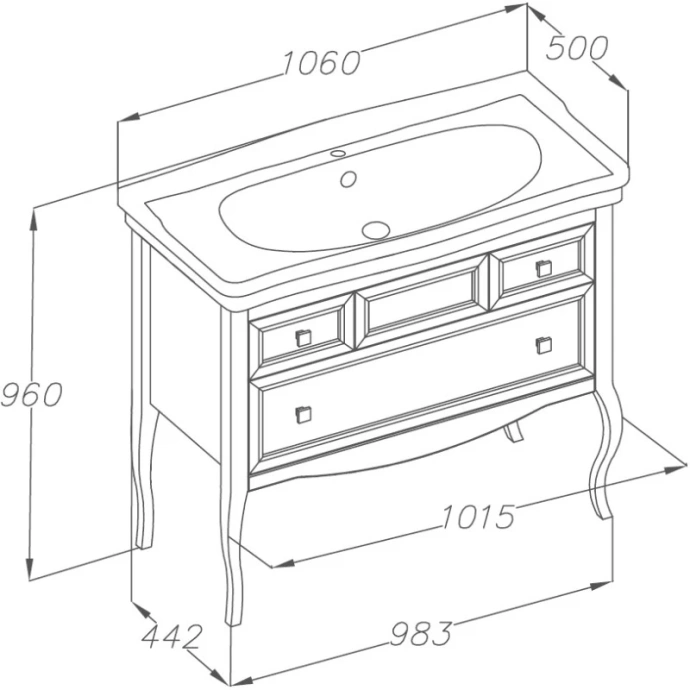 Тумба под раковину Opadiris Валери 105 синяя 00-00006520 - 3