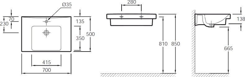 Тумба с раковиной Jacob Delafon Odeon Up 70 серый антрацит - 6