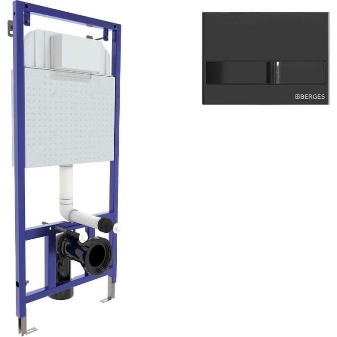 Инсталляция для унитазов Berges Novum с черной кнопкой смыва 040216 - 0