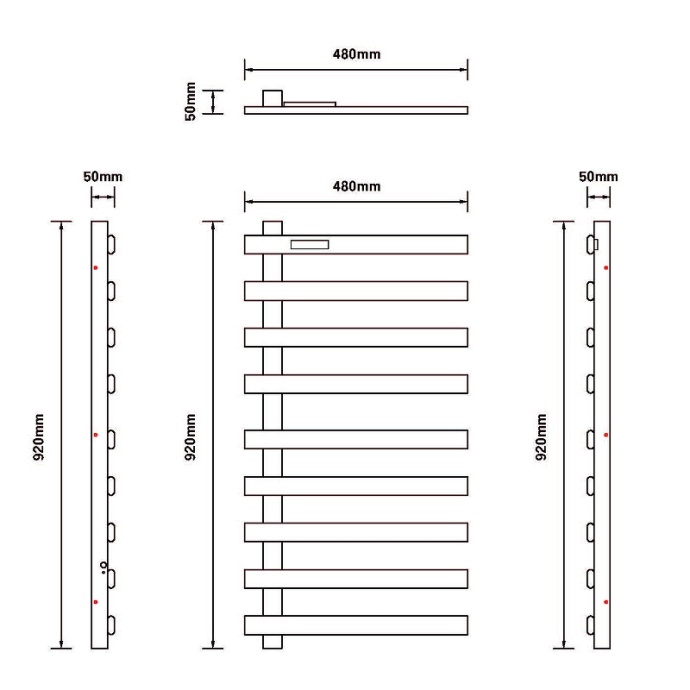 Полотенцесушитель электрический Black&White Moon 92х48 белый матовый 355WI - 4