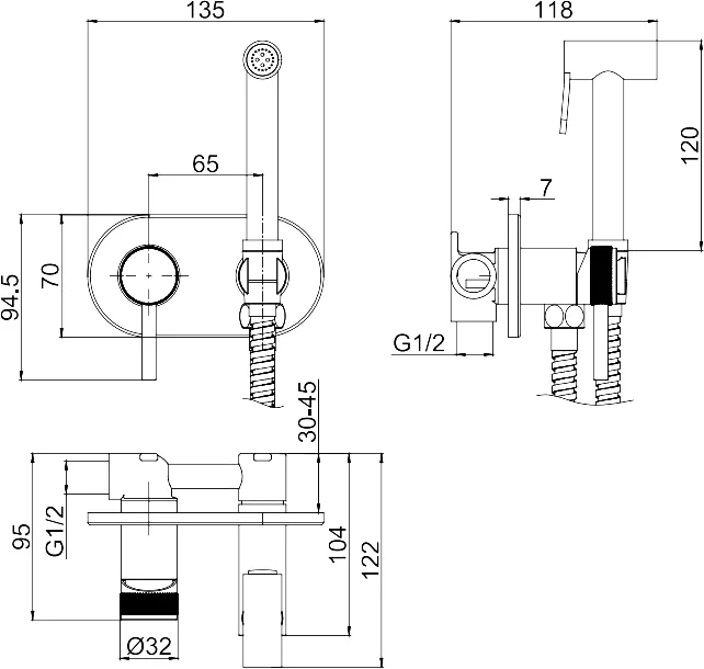 Гигиенический душ Allen Brau Priority сталь матовый 5.31005-BN - 1