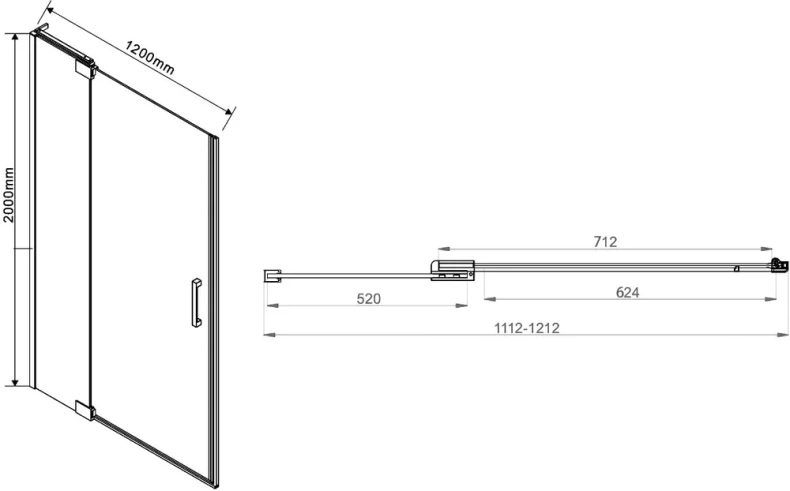 Душевая дверь в нишу Vincea EXTRA 120х200 профиль сталь стекло прозрачное VDP-1E1112CLGM - 2