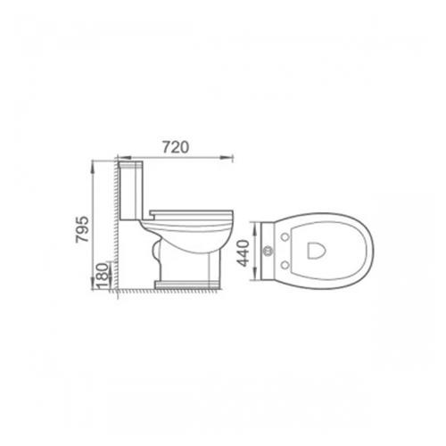 Чаша для напольного унитаза Boheme Vogue белая с золотом без сиденья 941-G - 1