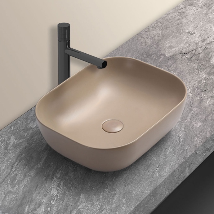 Накладная раковина Vincea 50х40 бежевая матовая VBS-101MC - 1