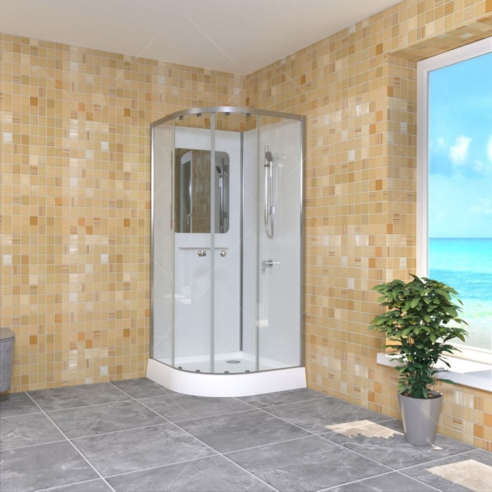 Душевая кабина  90*90*200 RGW AN-208 Полукруг/Мат.хром/Прозрачное/5 мм 381320899-12 - 0