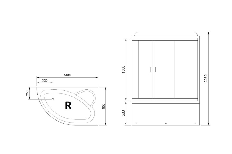 Душевая кабина Royal Bath 140х95 правая белая стекло прозрачное с гидромассажем RB140ALP-T-R - 3