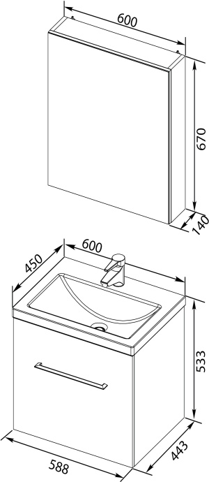 Мебель для ванной Aquanet Порто 60 белая - 9