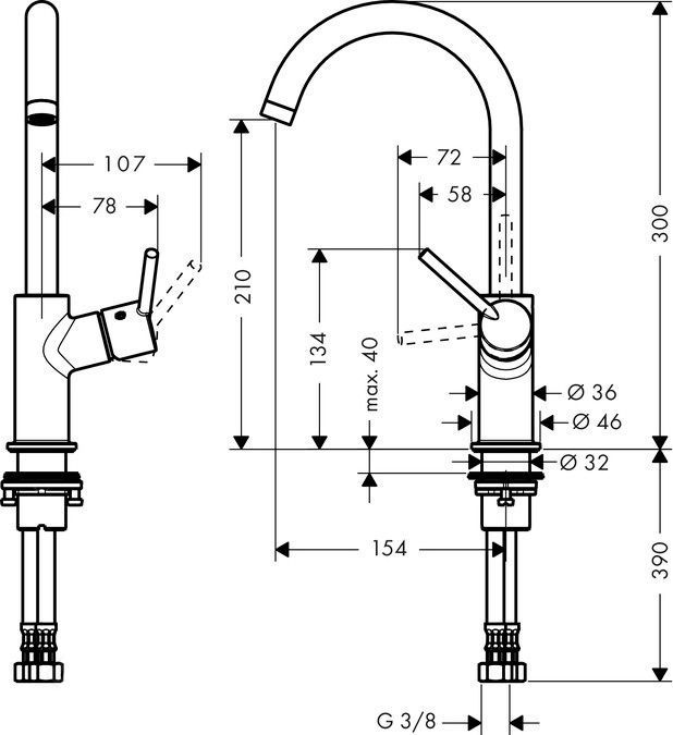Смеситель Hansgrohe Talis 32080000 для раковины - 2