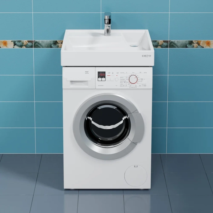 Раковина над стиральной машиной Санта Юпитер 60х55 белый 900130W - 3