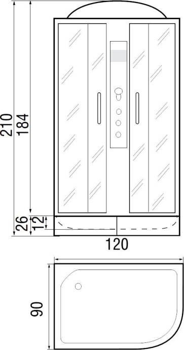 Душевая кабина с поддоном River Desna 120/90/24 MT L  10000002994 - 1
