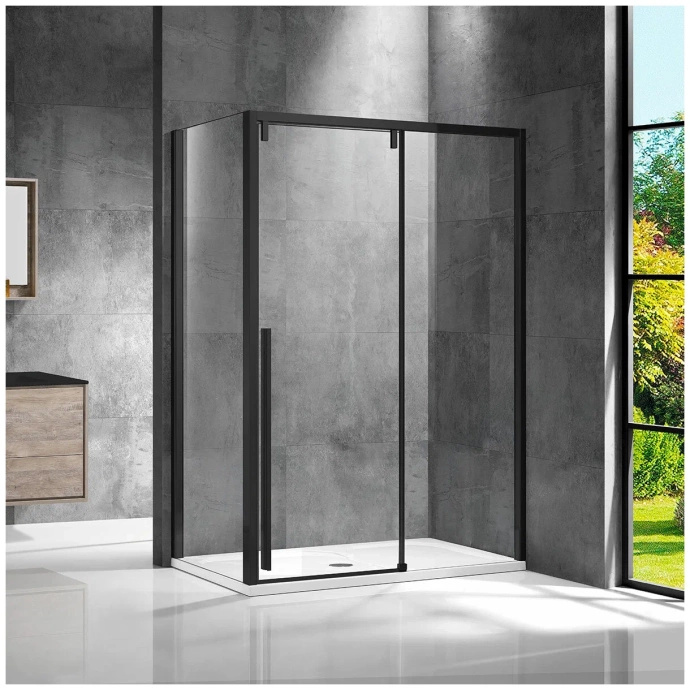 Душевой уголок Vincea Lugano 150x90 профиль черный стекло прозрачное VSR-1L9015CLB-1 - 0