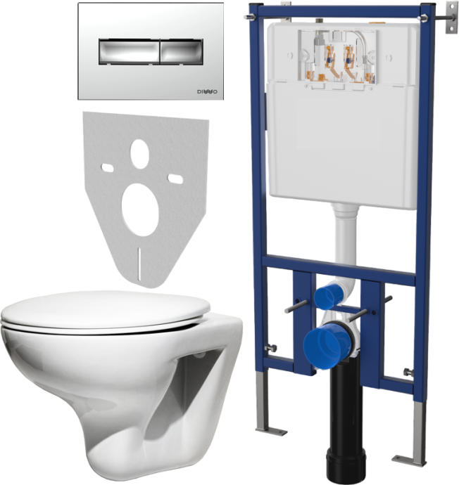 Комплект Унитаз подвесной Roca Mateo 346200000 с микролифтом + Система инсталляции для унитазов DIWO 4501 + Кнопка смыва DIWO 7322 хром 578009 - 0