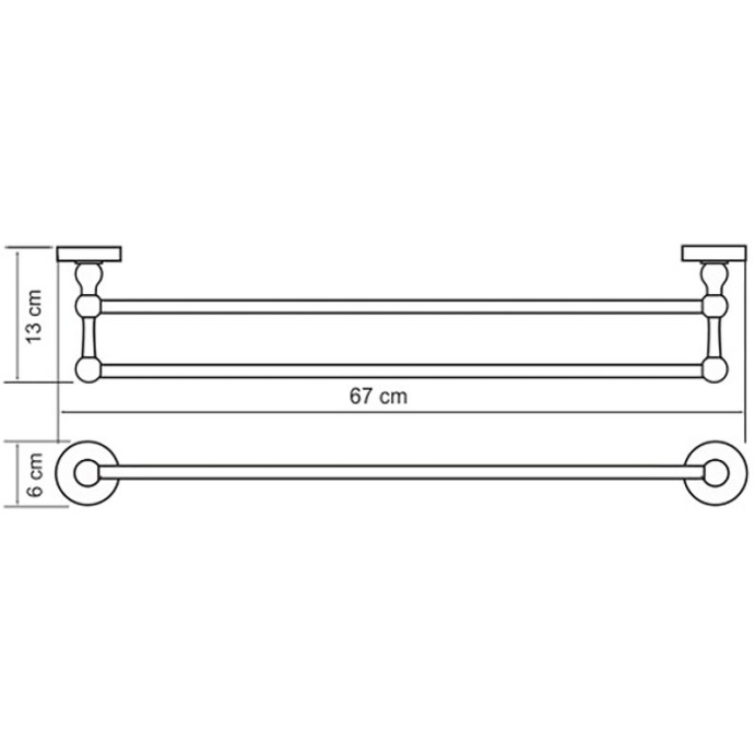 Полотенцедержатель двойной WasserKraft Nau хром K-7740 - 3