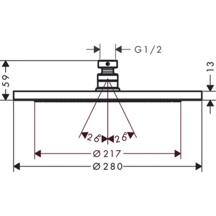 Верхний душ Hansgrohe Croma 280 1 режим 26220670, черный матовый - 2