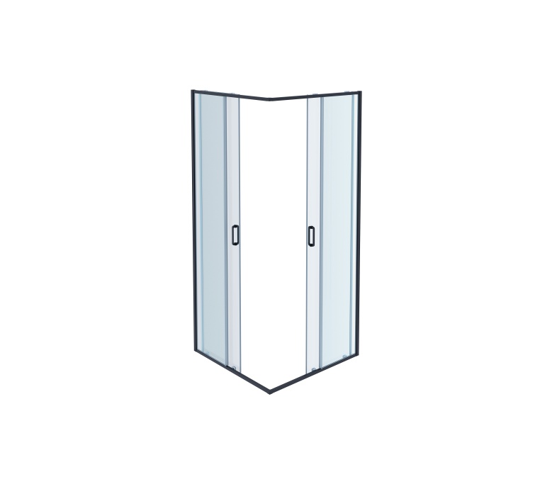 AQ ARI KV 08020BL Душевой уголок квадратный, двери раздвижные 800x800x2000, профиль черный, стекло прозрачное - 1