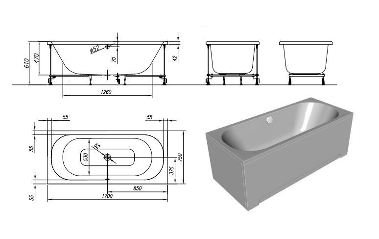 Акриловая ванна Kolpa San Pandora 170х75 белый 5039-01 - 2