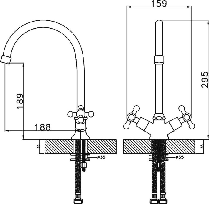 Смеситель для кухонной мойки Rossinka  хром  G02-72 - 1