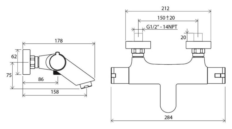 Смеситель для ванны Ravak Te хром  X070047 - 1