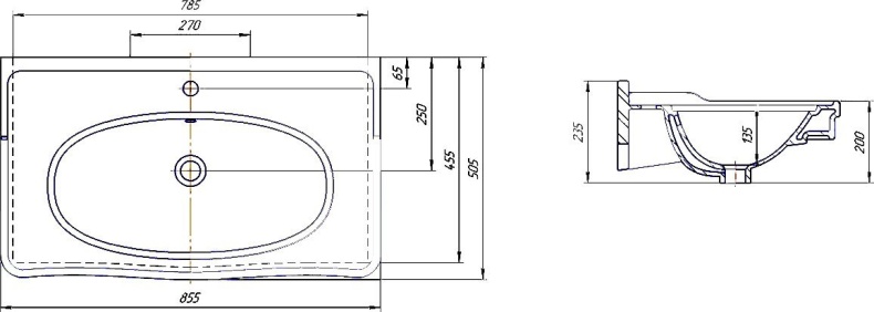 Тумба с раковиной Opadiris Валери 85 белый - 5