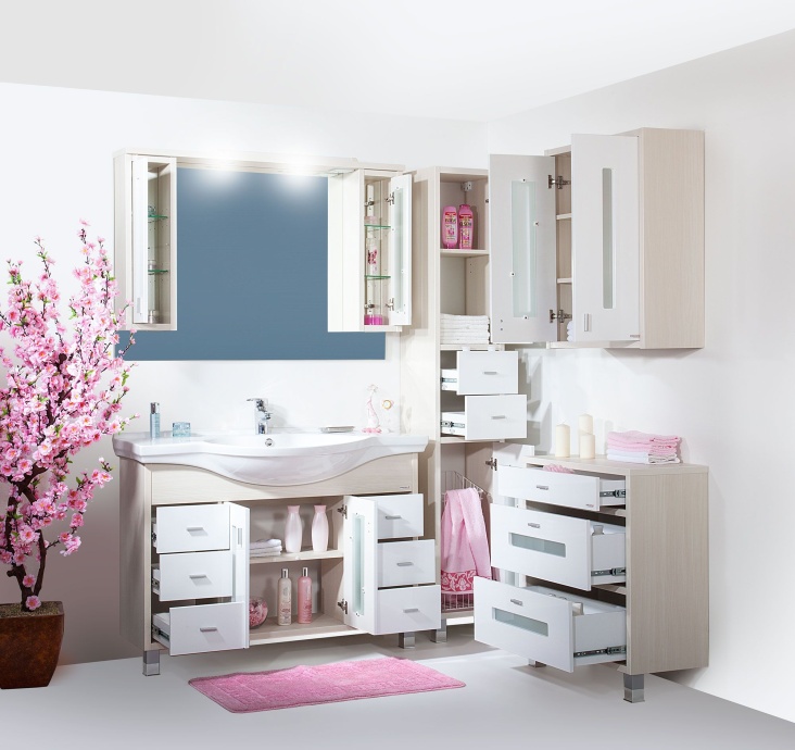 Тумба для комплекта Бриклаер Бали 120 светлая лиственница, белый глянец 4627125412073 - 3