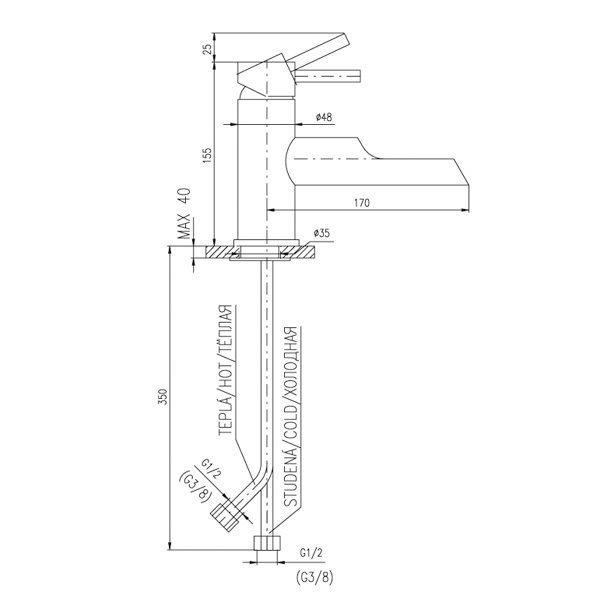 Смеситель для раковины Rav Slezak Seina титан  SE928.5 - 1