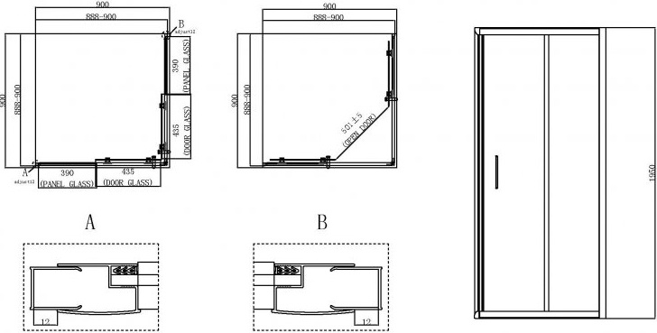 Душевой уголок BelBagno Uno 195 A 2 90 P Cr UNO-195-A-2-90-P-Cr - 2