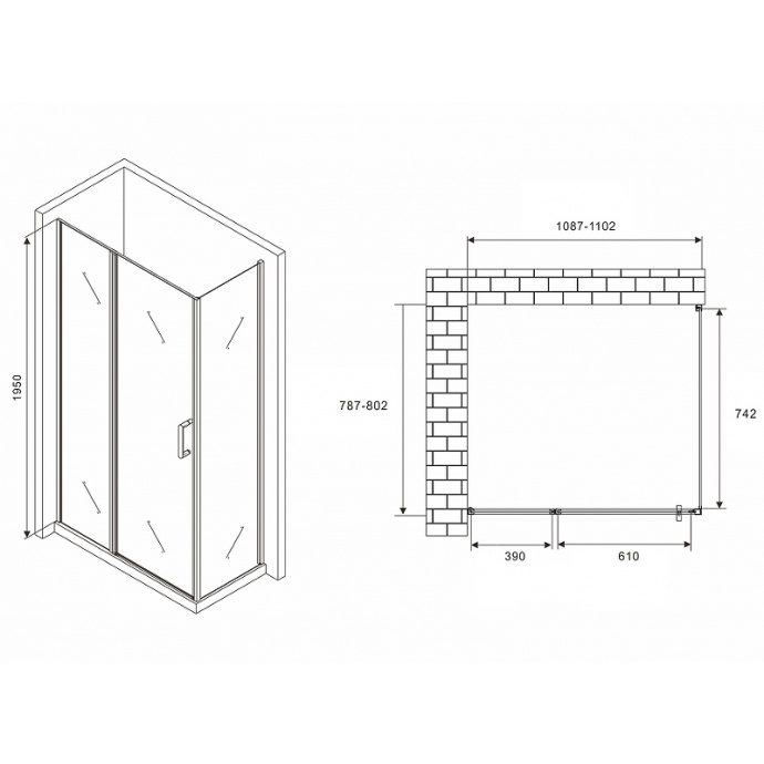 Душевой уголок Abber Sonnenstrand 110х80 хром стекло матовое AG04110MS-S80M - 1