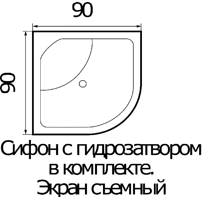 Поддон душевой полукруглый River Wemor 90/40 C  10000003924 - 1