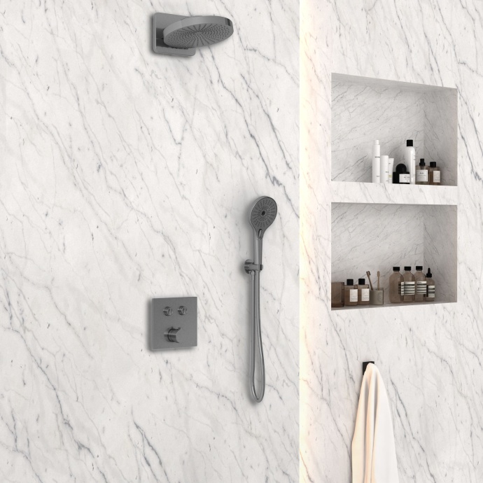 Душевой комплект Vincea Inspire с термостатом темный хром VSFW-4I211GM - 2