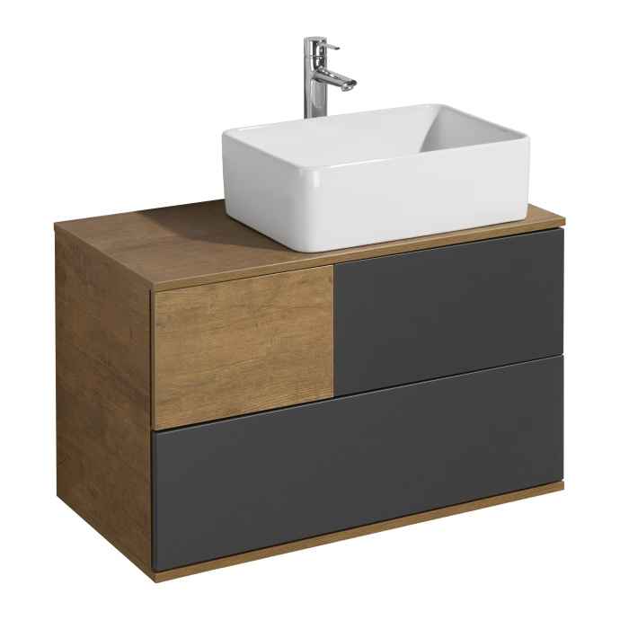 Тумба под раковину Aquaton Терра 85 светлое дерево-серый 1A247201TEKA0 - 4