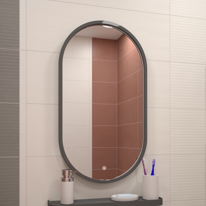 Зеркало DIWO Казань 45 серое, с подсветкой, овальное, в стиле лофт, сенсорное управление ЗЛП1721 - 5