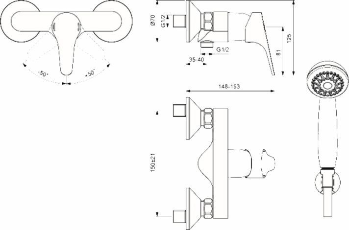Смеситель для душа Vidima Next хром  BA370AA - 1