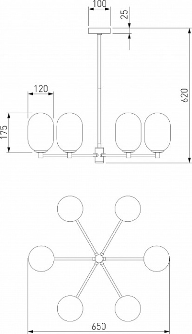 Люстра на штанге Eurosvet Loona 60161/6 латунь - 3