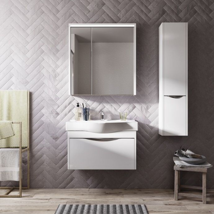 Зеркало-шкаф STWORKI Хельсинки 80 с подсветкой светодиодной, белое,
прямоугольное, российское 1A231602HI010 - 1