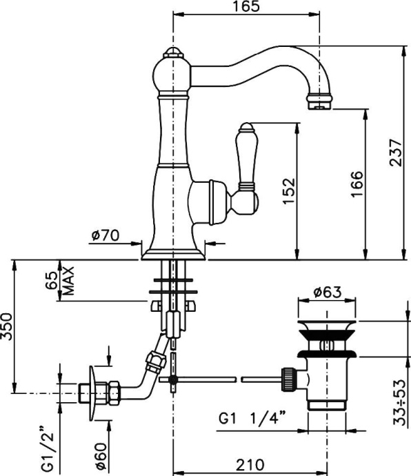 Смеситель для раковины Nicolazzi El.Capitan белый, бронза  3452DB76C - 2