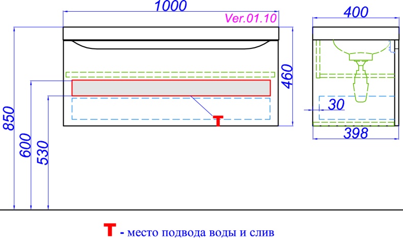 Тумба с раковиной Aqwella 5 stars Верона 100 белая - 5