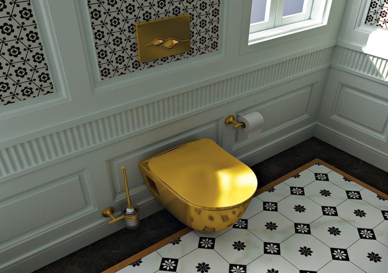 Унитаз подвесной Creavit Single TP325 золото, сиденье микролифт TP325-11CB00E-AK00 - 2