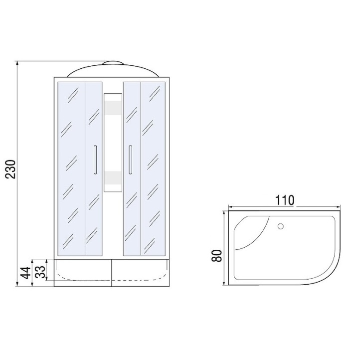 Душевая кабина с поддоном River Nara XL 110/80/44 MT R  10000006210 - 4