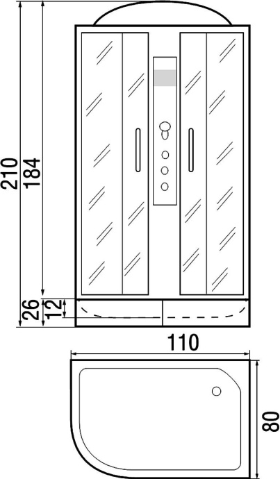 Душевая кабина с поддоном River Dunay 110/80/24 MT R  10000001165 - 2