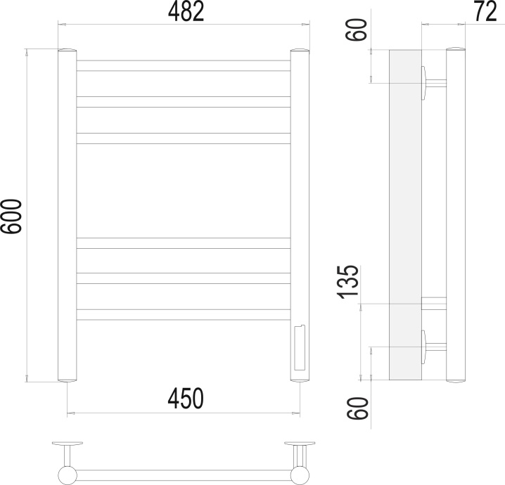 Электрический полотенцесушитель Terminus Аврора П6 450x600 Белый матовый 4670078527462 - 2