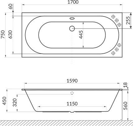 Акриловая ванна Excellent Oceana Slim 170x75 WAEX.OCE17WHS - 6