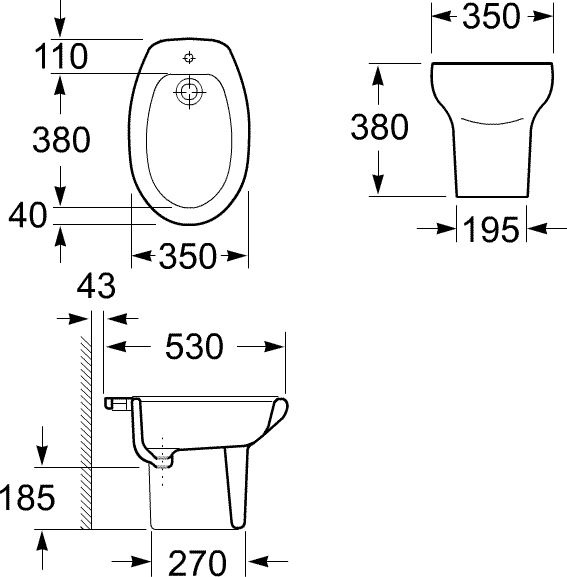 Биде напольное Roca Victoria 357390000 с установочным комплектом - 6