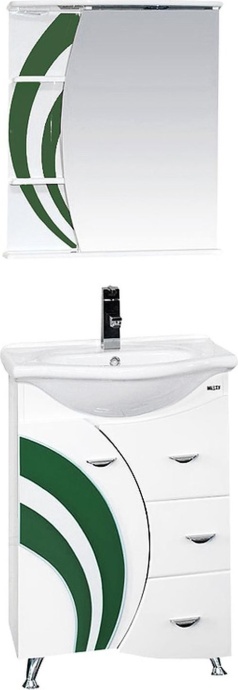 Мебель для ванной Misty Каролина 60 3 ящика L зеленое стекло - 3