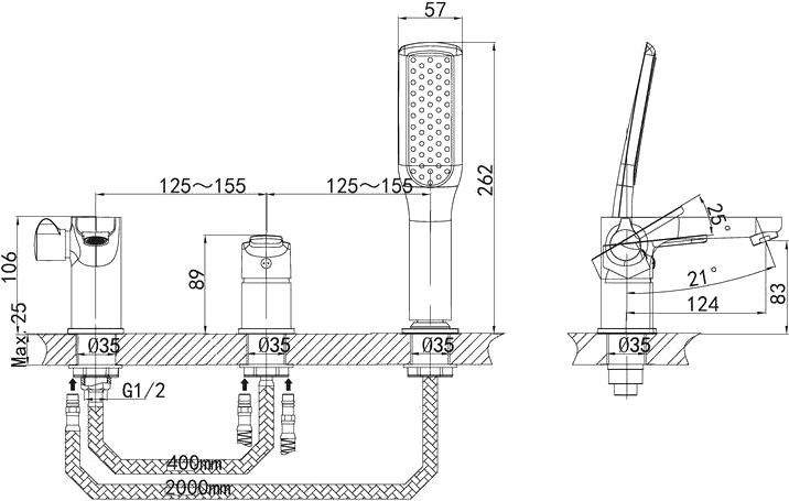 Смеситель D&K Marx Rhein DA1394941 на борт ванны - 1