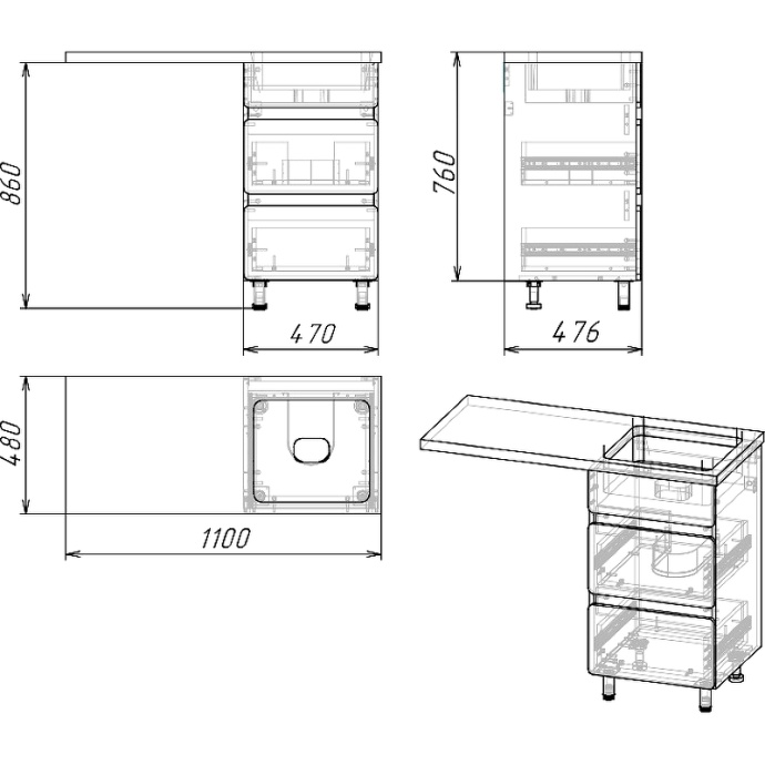 Тумба под раковину напольная Stella Polar Корделия 50 белая SP-00001112 - 3