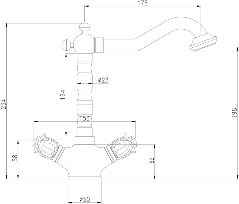 Смеситель для раковины Bronze de Luxe Florence бронза  21381 - 1