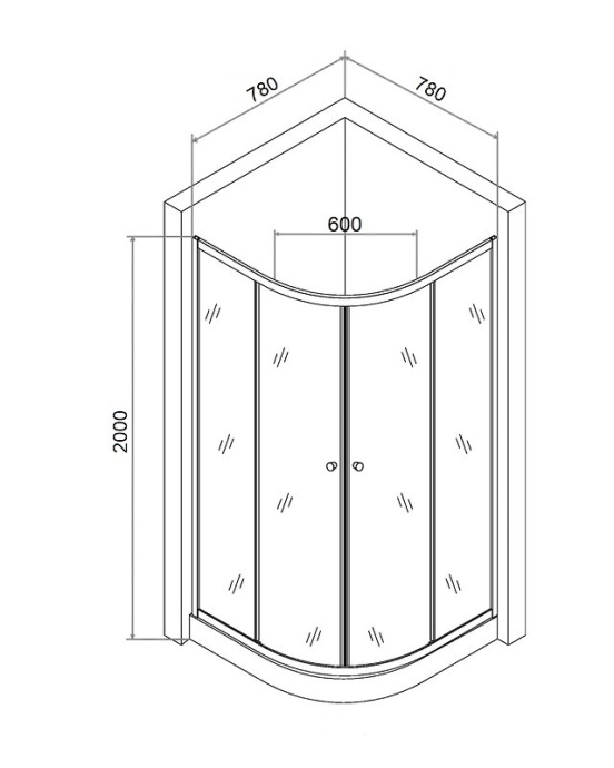 Душевой уголок Agger A03 80х80 хром с поддоном A01-080TCR - 2