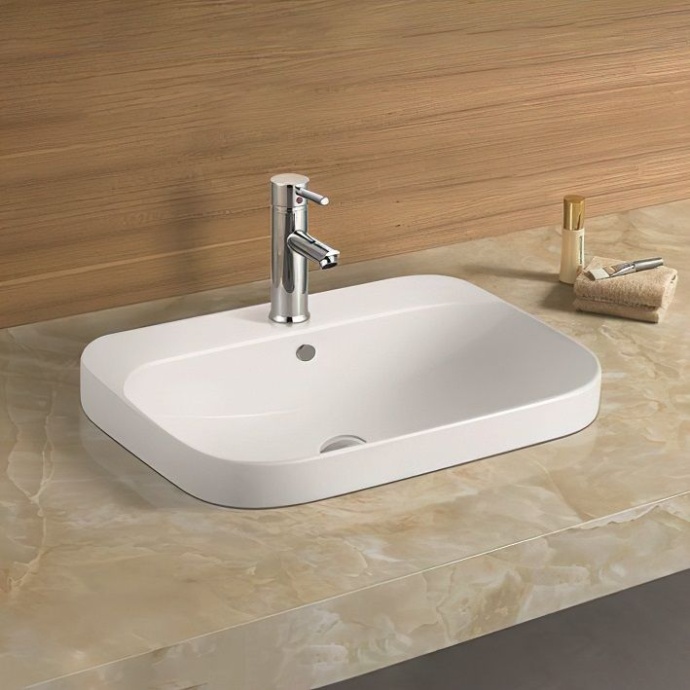 Раковина керамическая полувстраиваемая AM-7976, цвет белый, 600х450х160 - 0