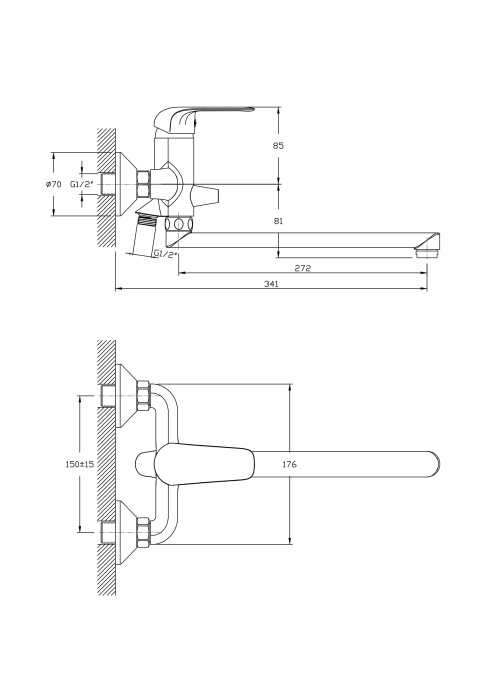 Смеситель для ванны RUSH Fiji  FI1835-51 - 1